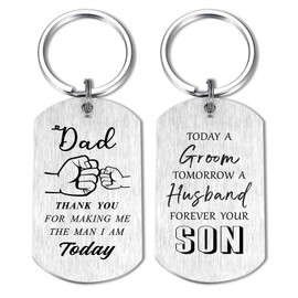 Alotozo Father of the Groom Gifts - Engraved Wedding Thank You Keychain for Dad from Son - Dad Wedding Keepsake Gift from Groom