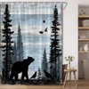 BCNEW Rustic Cabin Bear Forest Shower Curtain Polyester 70×70 Inch