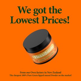 KiwiOrganix NZorganix FlexxiJoints 100% New Zealand Green-Lipped Mussel Powder, Hip & Joint Support Formula for Dogs & Cats, with Glucosamine, Chondroitin 400g (1200 Servings) 2-Pack