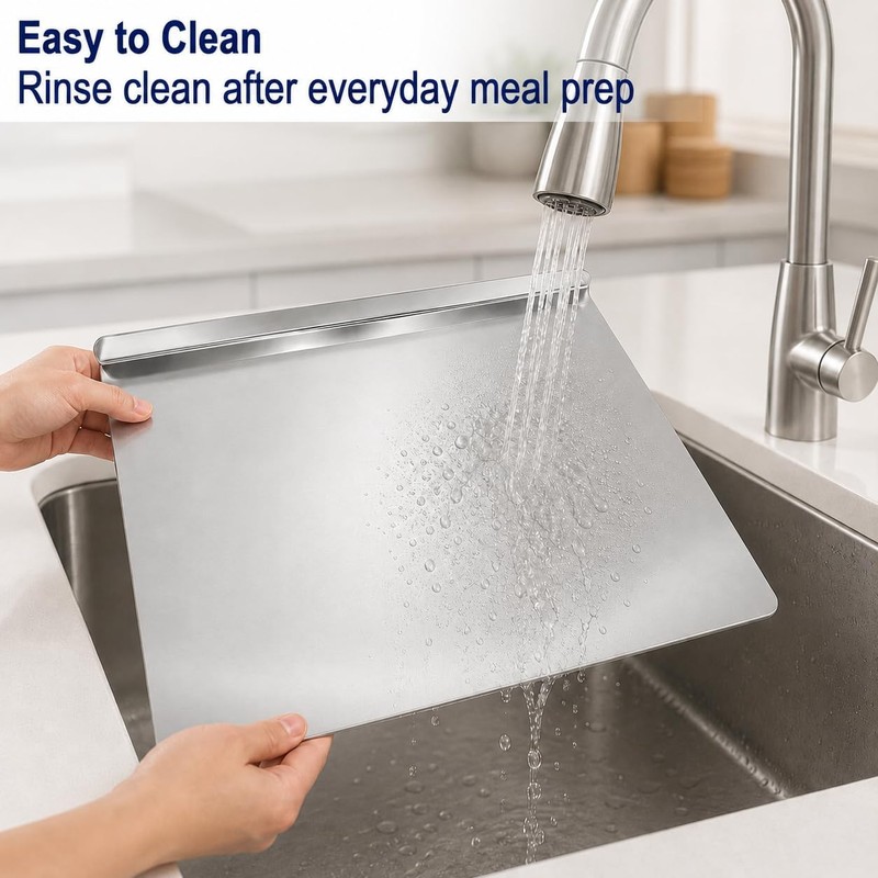Stainless Steel Cutting Board with Counter Lip,Metal Pastry Board Kitchen