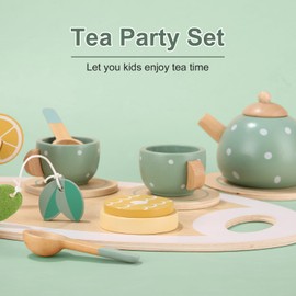 Children's Wooden Tea Set, Children's Kitchen Accessories, Tea Party Play Kitchen Role Play, Play Kitchen Accessories, Role Play Children's Kitchen, Tea Set Wooden Toy, Gift for Children Girls Boys