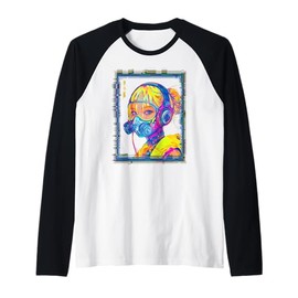 Cyberpunk Gas Mask Girl Techwear Raglan Baseball Tee