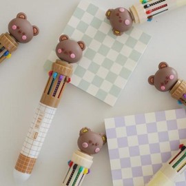 Artbox/Godshop Event 10-Color Teddy Bear Ballpoint Pen Bear Character Pen 0.7mm Return Gift / 아트박스갓샵 행사 10색 곰돌이 볼펜 곰 캐릭터 펜 0.7mm 답례 선물
