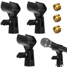 3 Pack Microphone Clip Holders, Adjustable Holder Clamp Mic Adapter With Copper Screws Flexible Mic Adapter Desk Universal Microphone Stand Adaptor