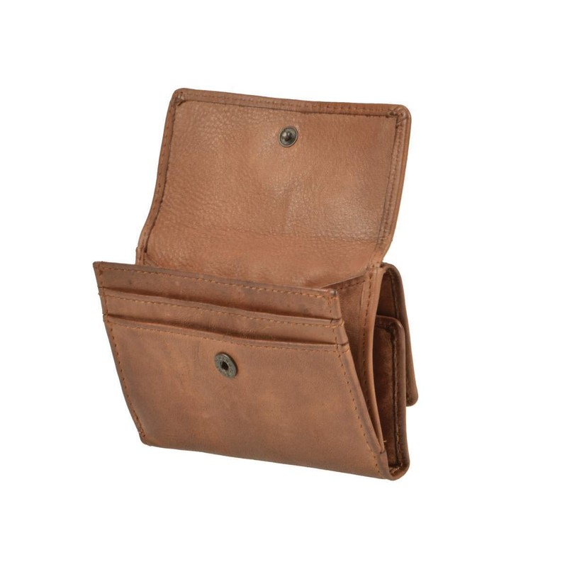Bear Design Mini Leather Wallet 10 x 7.5 cm Cognac,