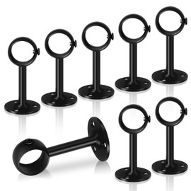 Ceiling Curtain Rod Bracket, Heavy Duty Ceiling Curtain Rod Holders, Black Curtain Rods Hooks Hangers for Wall Drapery Closet Rod Brackets Support for 1 1/4-Inch Drape Poles, 8 Pack