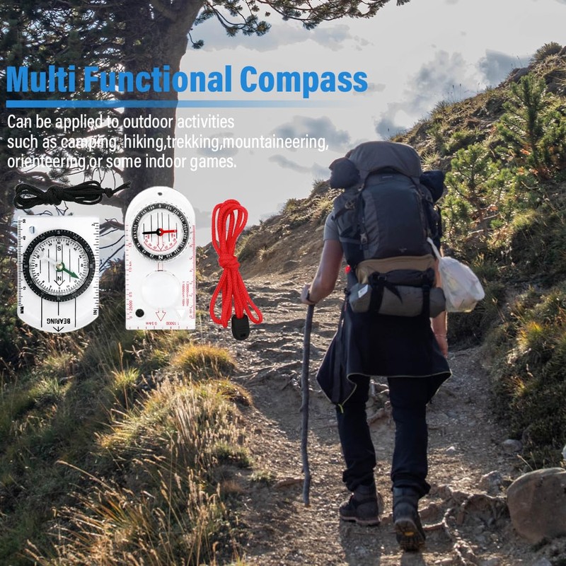 QIBZI Compasses, 2 Pieces Scale Compass, Outdoor Compass, Kids Compass,