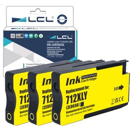 LCL Remanufactured 712 712XL Yellow High Yield 29-ml 3-Pack Ink Cartridge (3ED79A) Replacement for HP 712 DesignJet T650, T630, T250,T230, T210 & Studio Plotter Printers