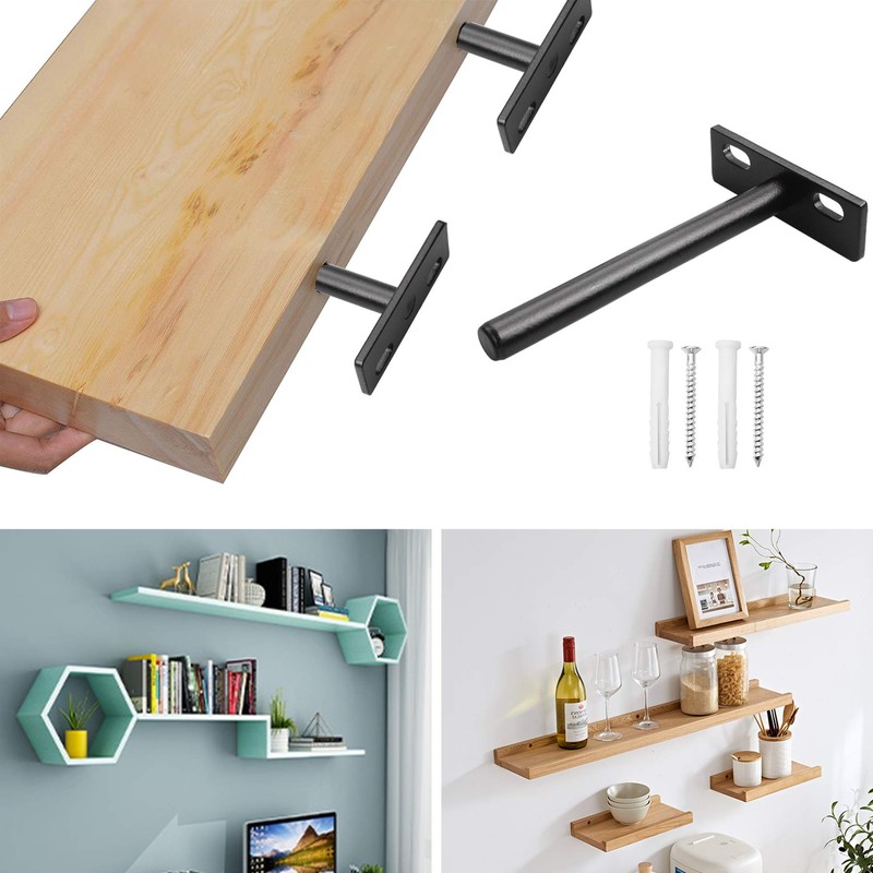 YEYIT 4 Pcs Floating Shelf Brackets, 4 Inch Solid Steel