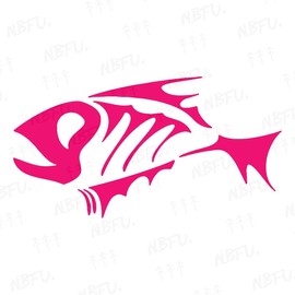 NBFU Decals Animal Scary Fish Skeleton 3 (Pink) (Set of 2) Premium Waterproof Vinyl Decal Stickers for Laptop Phone Accessory Helmet Car Window Bumper Mug Tuber Cup Door Wall Decoration