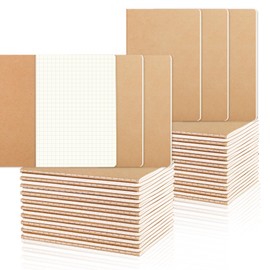 zmybcpack 48 Pack A6 Graph Paper Notebooks, 5mm Square Grid Paper Notebook Journals with Kraft Cover, Small Grid Notebooks for Math, Engineering (30 Sheets / 60 Square Grid Pages)
