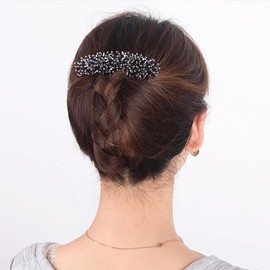 Pearls Hair Side Comb for Women, Rhinestones Hair Combs Pins 7 Teeth Side Hairpins Accessories Crystal Vintage Headpieces Barrettes Clips Accessory Wedding Daily Present for Bride Ladies（4Pack)