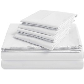 Mr Pandaa 100% Giza Egyptian Cotton Dreams Sheet Set, Long-Staple Cotton, 6 PC Giza-Bed-My-Sheets-&-Pillowcases, Sateen Weave Soft Silky Feel, Fits Mattress Upto 18'' Deep - White-Cal-King