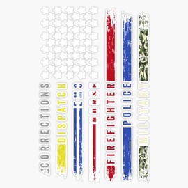 Generic First Responders Hero Flag USA Thin Line Salute Window Bumper Sticker Decal 5""