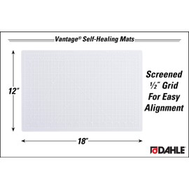 Dahle - 10661-12585 Vantage 10681 Self-Healing Cutting Mat, 12"x18", 1/2" Grid, 5 Layers for Max Healing, Perfect for Crafts & Sewing, Clear