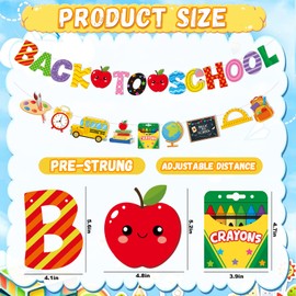 Back to School Banner Decorations Pre-Strung Happy First Day of School Classroom Decorations No-DIY Welcome Back to School Garland for Home Office Party Kindergarten Teacher Supplies Photo Props