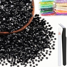 4000pcs 4mm Resin Rhinestones Bulk, Black Flatback Round Jelly Rhinestones Bedazzling Non Hotfix Crystal Gems Large Quantity Wholesale for DIY Crafts Clothes Bottles Tumblers Face Makeup Manicure
