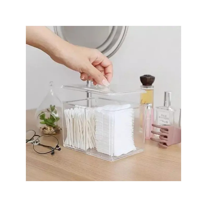 Gitabrande 메이크업 화장솜 면봉 퍼프 먼지차단 아크릴 커버 정리함 CS50