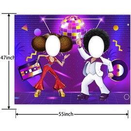 70s Disco Party Banner Pretend Play Party Game Backdrop Retro Disco Ball Theme Decor Decorations for 70's Night Club Neon Dance Party 1970s Disco Fever Party 1st Birthday Party Supplies Background