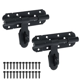 Mooche Black Garden Gate Bolt Lock 100mm (4inch), Slide Door Locks Gate Latch for External Internal Doors, Wooden Gates, Shed Bathroom Toilet, Heavy Duty Stainless Steel 11mm Dia Bar, Set of 2