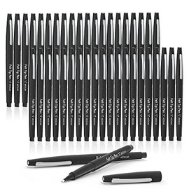 Lelix Felt Tip Pens, 40 Black Pens, 0.7mm Medium Point Felt Pens, Felt Tip Markers Pens for Journaling, Writing, Note Taking, Planner, Perfect for Art Office and School Supplies