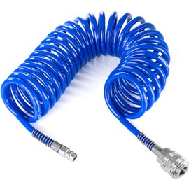 Poppstar Spiral Compressed Air Hose 5 m PU (5 mm x 8 mm Diameter) Spiral Hose Compressed Air with Kink Protection and Quick Coupling NW 7.2