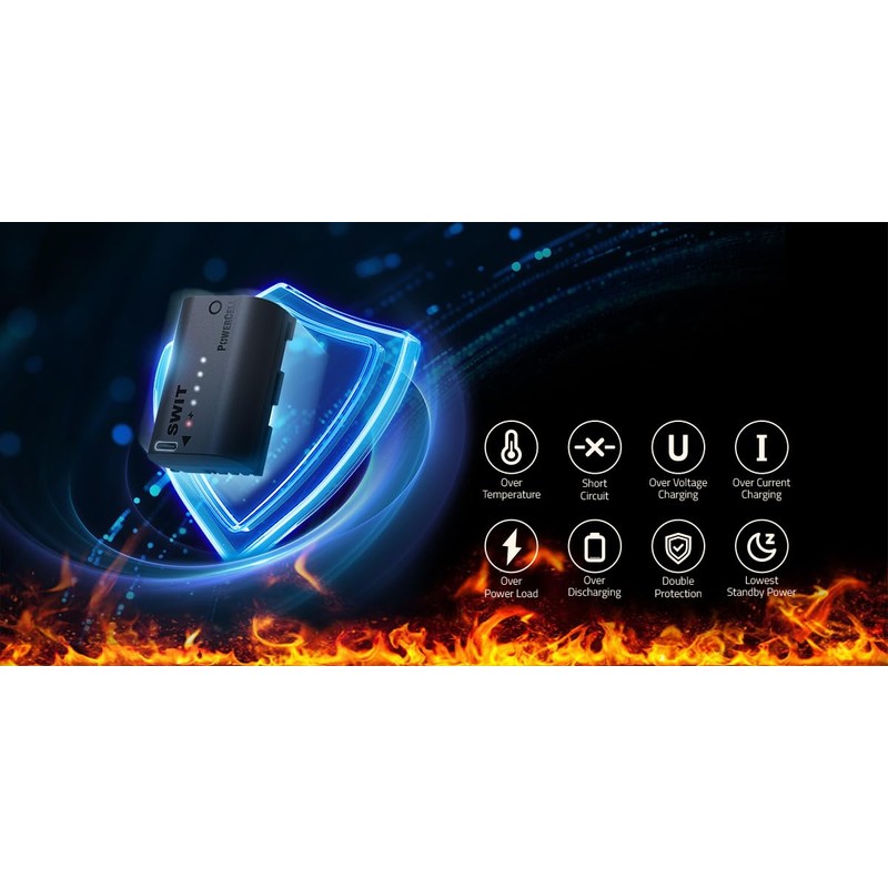 PowerCell LP-E6P SWIT, Uses Premium Japanese Cell, USB-C Charger, Canon