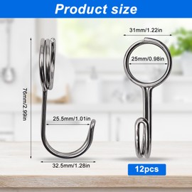 GZhaimai Pack of 12 spiral hooks, stainless steel hooks for trucks, boats, trampolines, motorcycles, bicycles, tarpaulins, trailers, for hanging flower pots, 25 mm inner diameter
