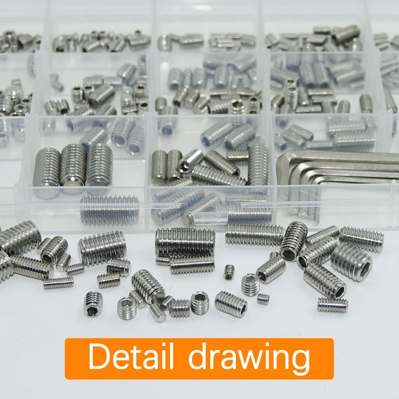 300 Pcs 24 Size Set Screws Assortment Kit (M3, M4,