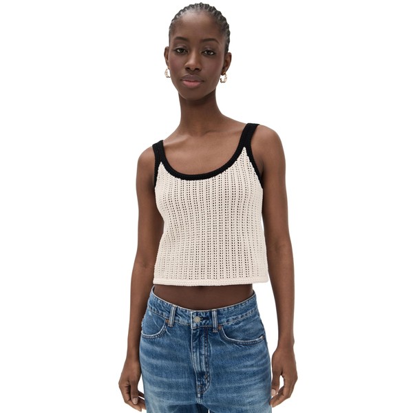 Madewell Women's Open Stitch Sweater Tank, Sand and Black Combo,