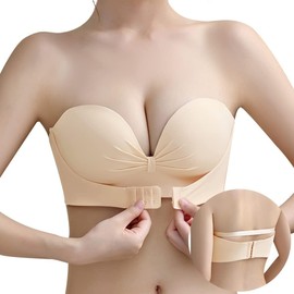 APIKIE Strapless Bra, Non-Slip, Measured to Hold Even When Jumping, Triple Layer Anti-Slip, Painless, Beautiful Breasts and Back, Underarm Height, Wireless, High Elasticity, Tube Top, Soft, Seamless,