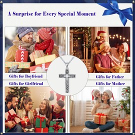 CEKAMA Oxidized Cross Necklace For Men Sterling Silver Crucifix Pendant with Celtic Knot Christian Necklace