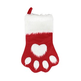 SherryDC - Medias de Navidad para perro y gato, calcetines colgantes de felpa para decoraciones navideñas y navideñas (grande/18 pulgadas, blanco-rojo)