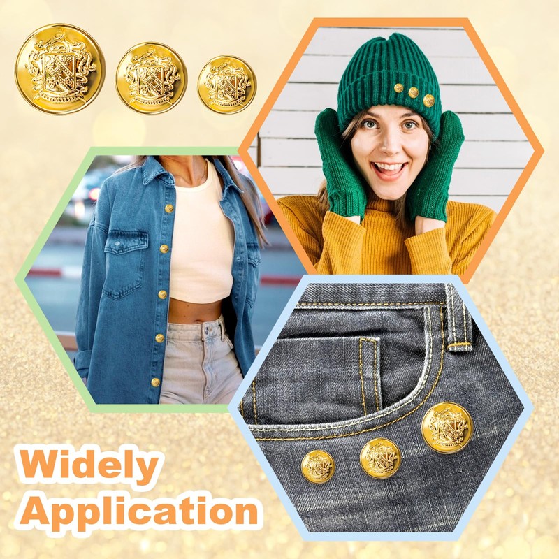 Gold Buttons, Mabor 18Pcs Gold Buttons for Blazer Button Set