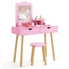 Costzon Kids Vanity Set, Girls Vanity Set with Mirror and
