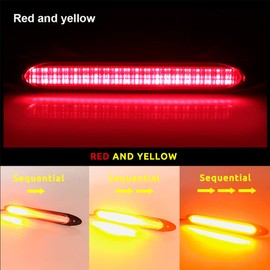 YSY Led Car DRL Daytime Running Lights Strip Waterproof 12V Auto Headlight Sequential Turn Signal Yellow Flow Day Light Universal 2Pcs (34.5cm, Red and Amber)