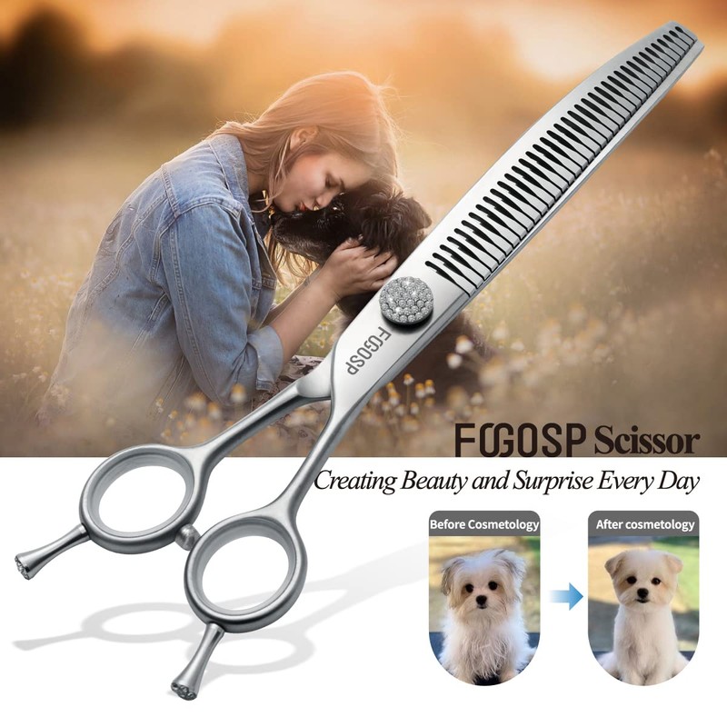 FOGOSP 7.0'' Curved Chunkers Shears for Dog Grooming Professional Magic