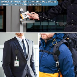 Porta Gafete con Llavero Retráctil, Porta Credencial Hombre Mujer, Porta Tarjetas con Clip de Metal, Resistente Tarjetero de Crédito y Identificación para Tarjetas de Empleado, Trabajo o Acceso, Gris