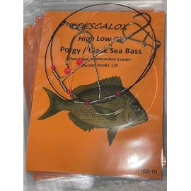 10Packs PESCALOX Porgy RIG Fluorocarbon Leader Porgy (Baitholder Hook 1/0)
