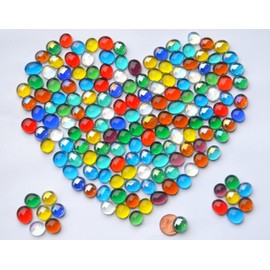 Bazare Masud e.K. 80 g (approx. 55 pieces) Small Muggle Stones 9-12 mm Colourful Mix Transparent Glass Nuggets, Glass Stones Partially Iridescent