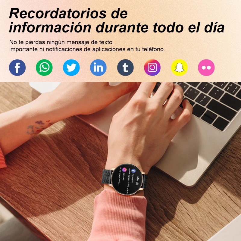 Smartwatch Mujer Moda Reloj Inteligente Deportivo Regalos