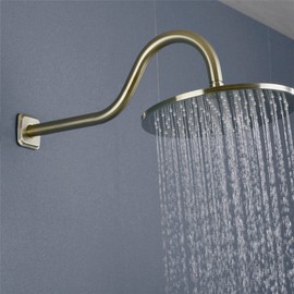 TRUSTMI 16 Inch S-Shape Shower Arm Stainless Steel Extra Long Replacement Pipe with Flange, Brushed Gold