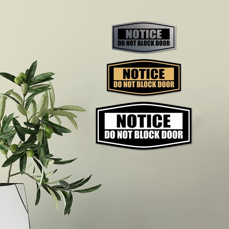 Fancy Notice Do Not Block Door Sign (Brushed Silver) -