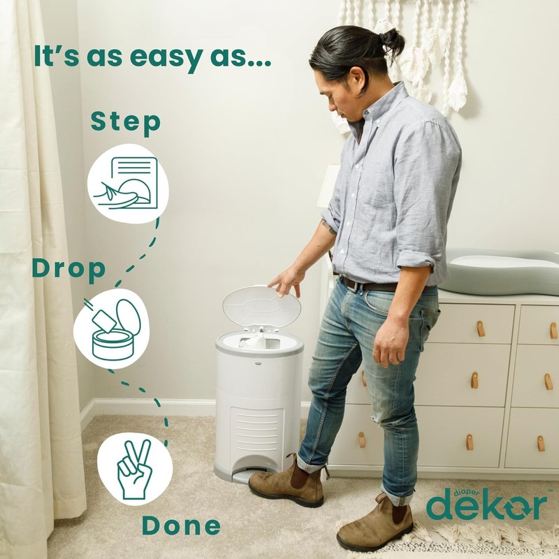 Diaper Dekor Classic Hands-Free Diaper Pail | EKO Gray |