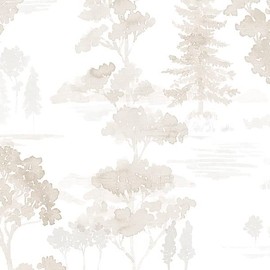 Sample for display purpose only.Concord Wallcoverings Textured Wallpaper floral trees, White Brown Gray, 7 In x 10 In, FW36828
