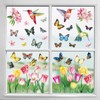 Konsait 9 Sheets Spring Flower Window Clings, Large Removable Butterfly