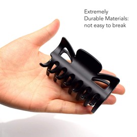 Basic Sense 3.2 inch Hair Claws, Durable & Sturdy Non-Slip Grip Classic Design Clamps, Jaw Clips, Large 2pcs set Matt Black