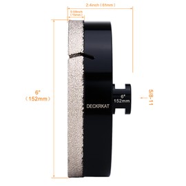 6 Inch Diamond Hole Saw, 152mm Tile Hole Saw Drill Bit Diamond Tipped for Granite Marble Ceramic Glass Porcelain Quartz Tiles Stones Countertop, Core Drill Bits with 5/8-11 Thread for Angle Grinders