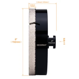 6 Inch Diamond Hole Saw, 152mm Tile Hole Saw Drill Bit Diamond Tipped for Granite Marble Ceramic Glass Porcelain Quartz Tiles Stones Countertop, Core Drill Bits with 5/8-11 Thread for Angle Grinders