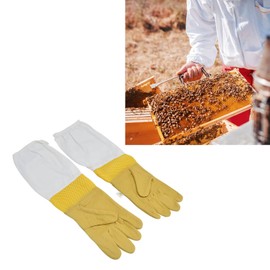 Beekeeping Gloves, Beekeeper's Glove, Faux Sheepskin Beekeeping Gloves with Long Canvas Sleeve Elastic Cuff for Beekeeper